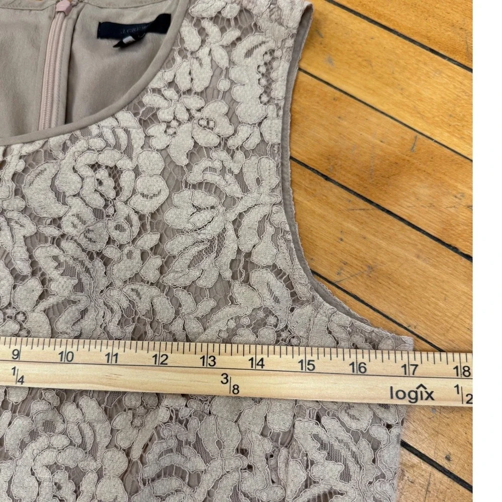 J.Crew‎ Taupe Floral Lace Sleeveless Peplum Top Size 6